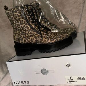 Guess Combat Boots Cheetah Print Sparkle
